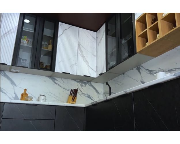 Кухня Монца 3000х1900 Мрамор Арктик