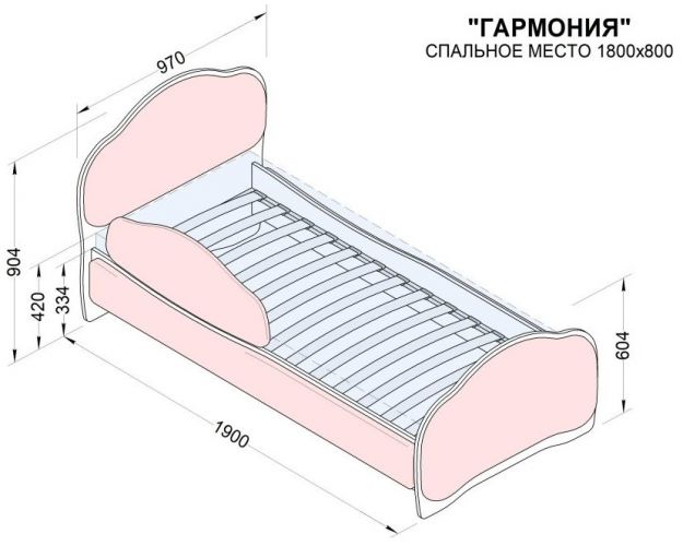 Кровать 180 Гармония 08 Шоколад (мягкий бортик)