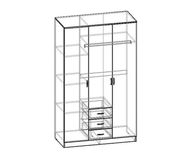 Шкаф 3-х створчатый комбинир с зеркалом Светлана (Венге/Дуб молочный)