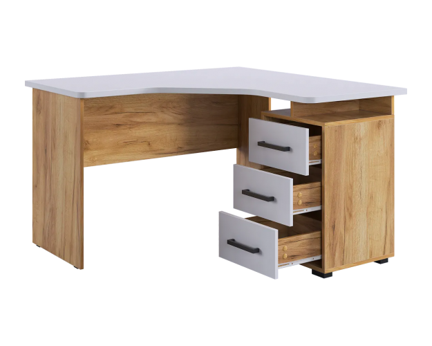 Стол компьютерный 1200 угловой Лайт-2 дуб крафт золотой / белый