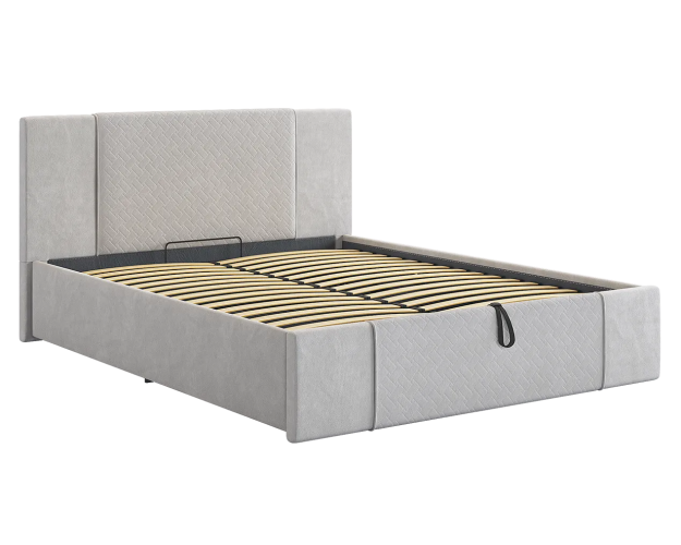 Кровать с подъемным механизмом Хлоя 1600 галька (велюр)