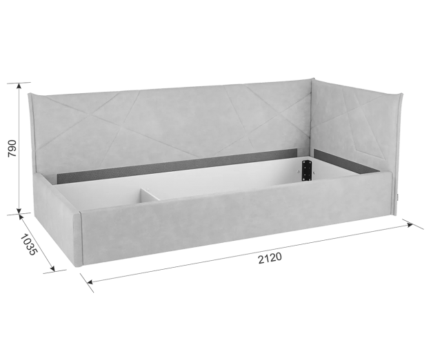 Кровать-тахта Квест галька (велюр)