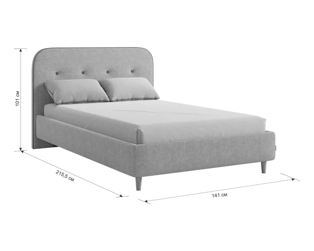 Кровать с основанием 1200 Лео нежно-розовый / графит (велюр)