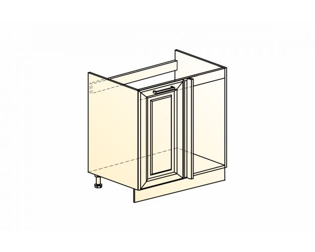 Мишель Шкаф рабочий под мойку угл. L800 (1 дв. гл.) (эмаль) (белый/кофейный)