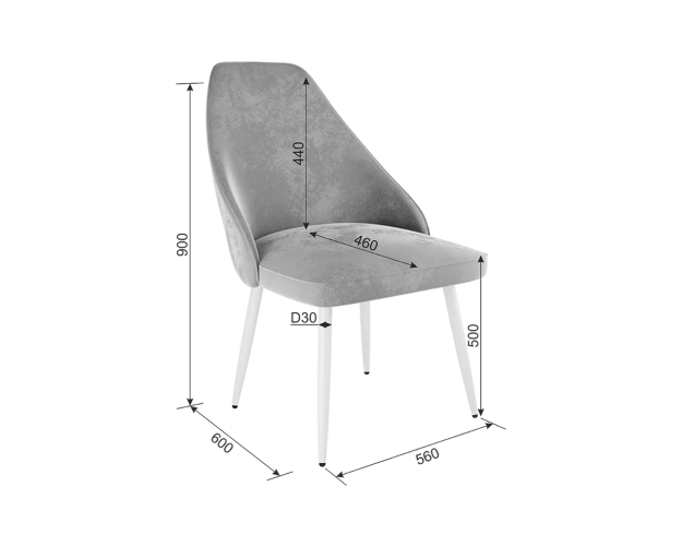 Стул Милан 2 серый велюр / черный