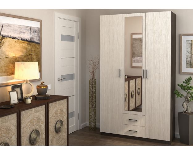 Шкаф Трио 3-х створчатый (венге/белфорд)