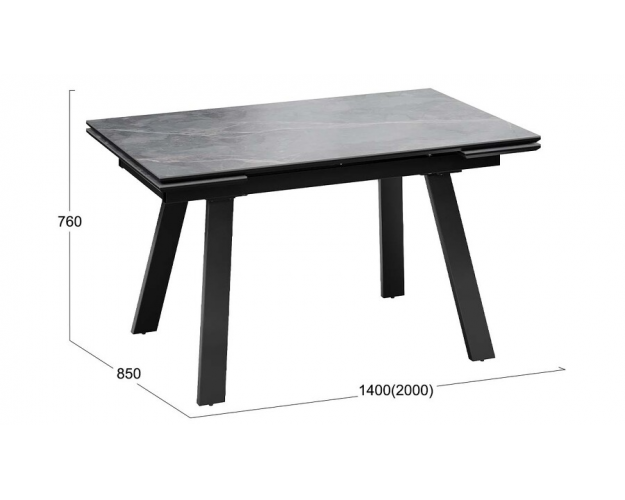 Стол обеденный Дэкстон тип 1 черный муар / серый мрамор