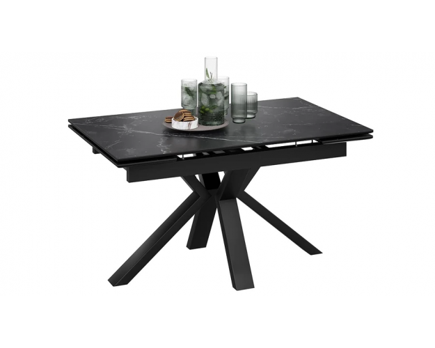 Стол обеденный Дерби тип 1 черный муар / черный мрамор