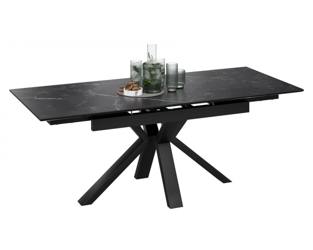 Стол обеденный Дерби тип 1 черный муар / черный мрамор