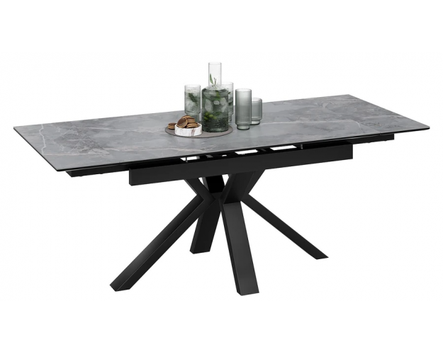 Стол обеденный Дерби тип 1 черный муар / серый мрамор