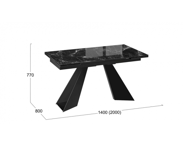 Стол обеденный Гермес черный муар / черный мрамор