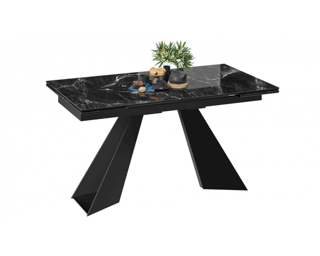Стол обеденный Гермес черный муар / черный мрамор