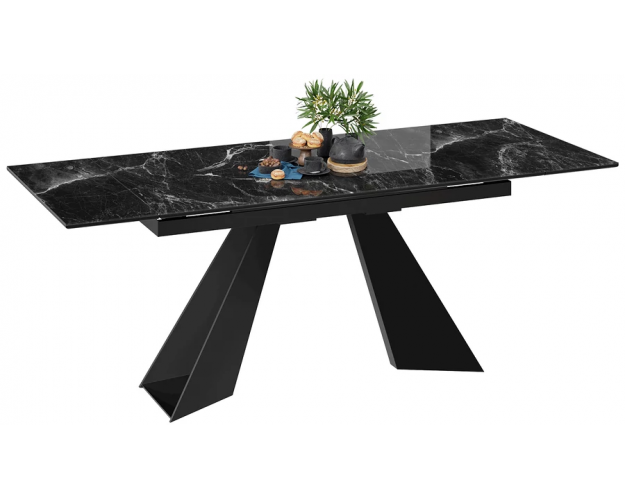 Стол обеденный Гермес черный муар / черный мрамор