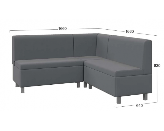 Диван угловой Каир ГН №2 исп.2 велюр Camaro 18 серый