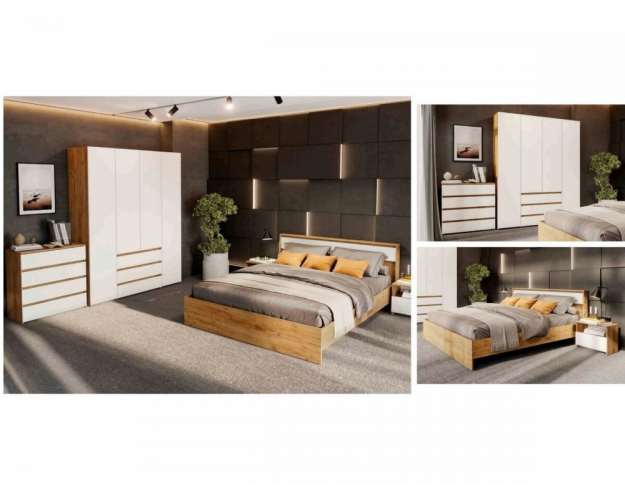 Шкаф двухстворчатый с ящиками Некст 1 дуб золотой / белый