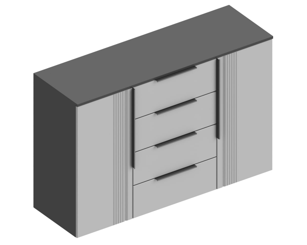 Комод 4 ящика 2 створки Вита темно-серый / силк маус серый